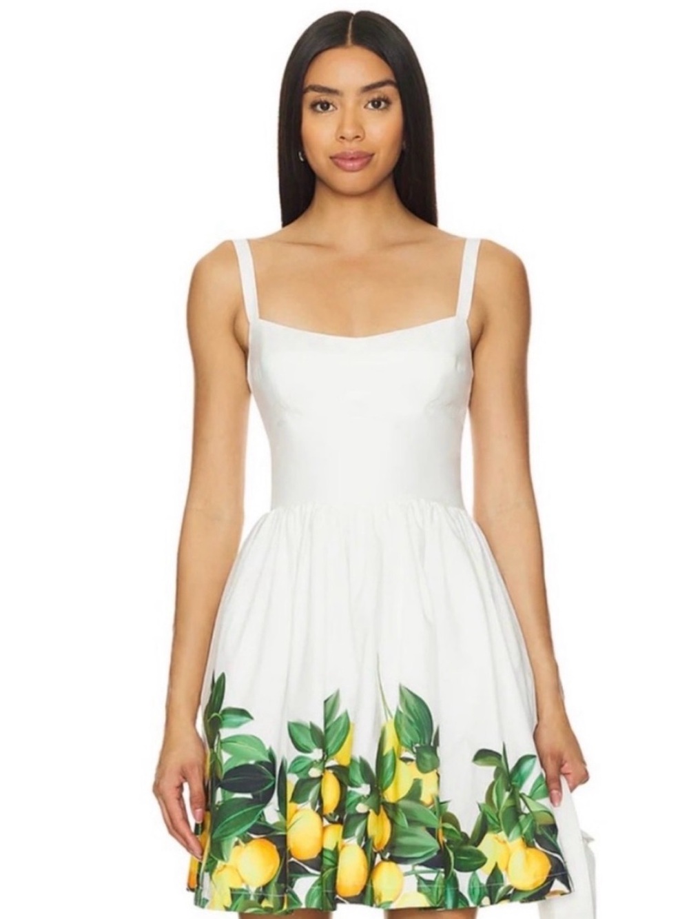Amanda Uprichard White Mini Dress with Lemon Border